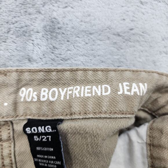 S.O.N.G. Jeans Women 5/27 Tan 90s Boyfriend Cargo Utility High Rise Straight Leg - Picture 6 of 14
